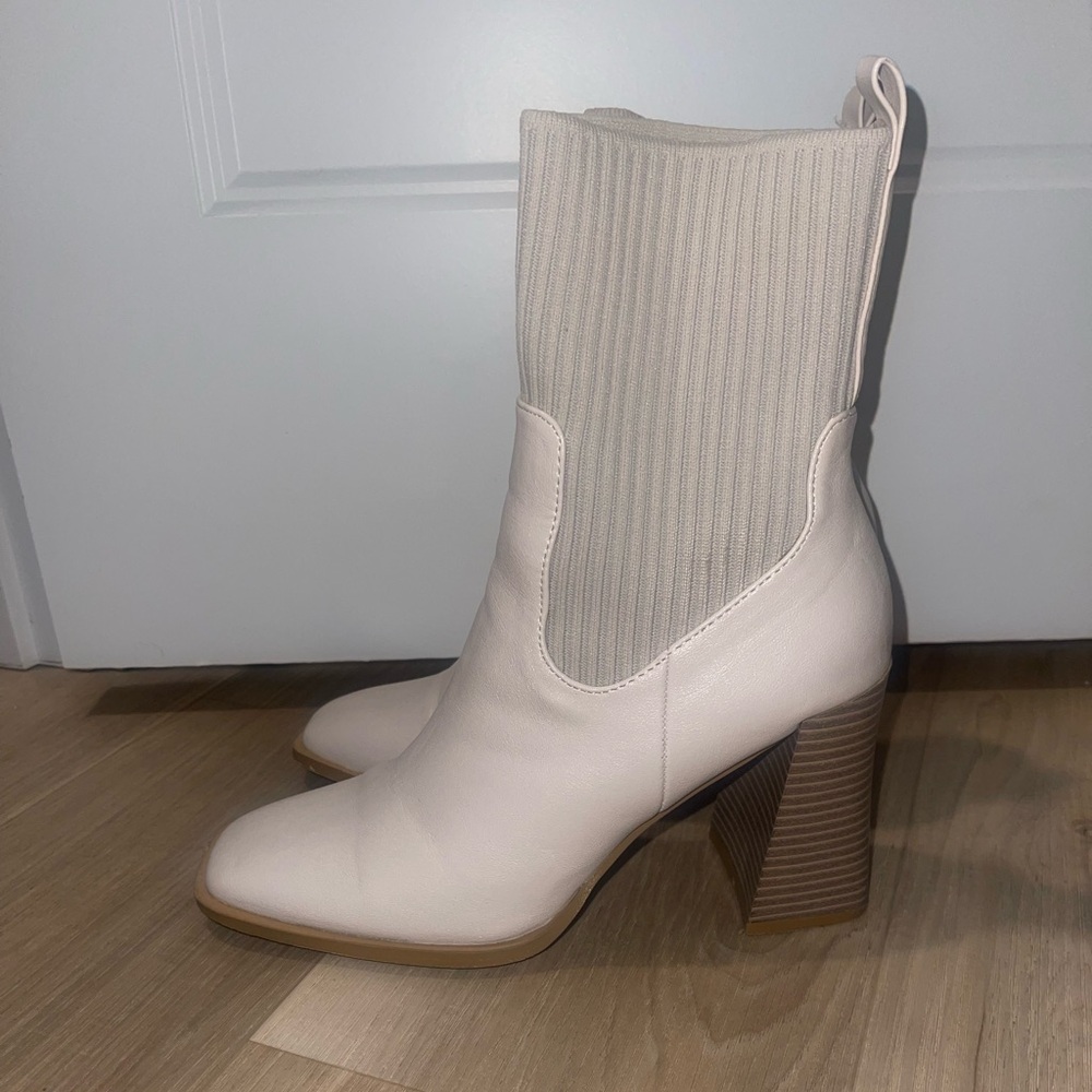 Lulus Naynee Bone Square Toe Mid-Calf Boots